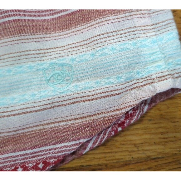 ARIAT REAL LOVELY SNAP Women Medium Multi Plaid Pearl Snap Embroidered L/S Shirt - Picture 3 of 8